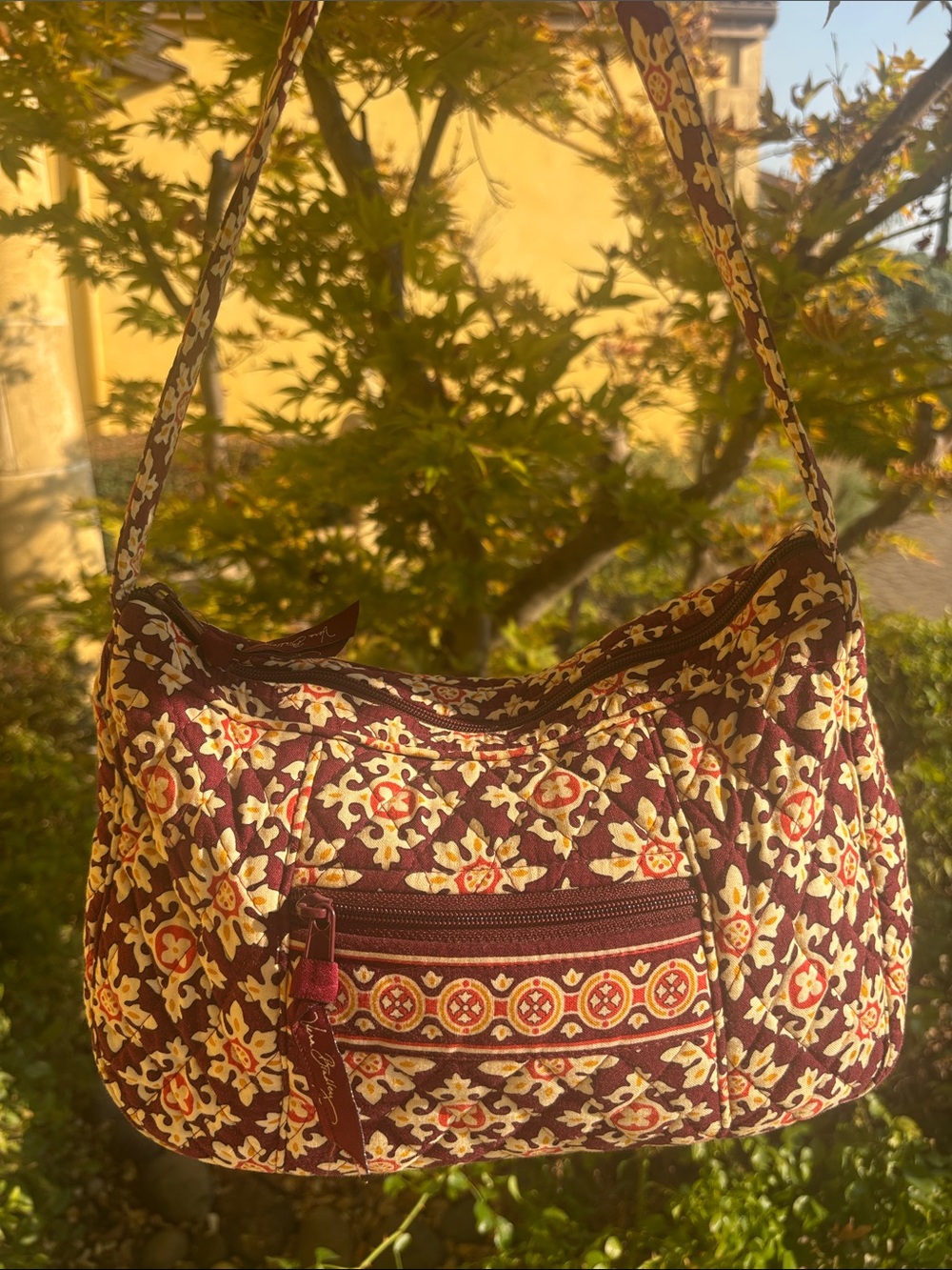 Vera Bradley Burgundy Quilted Floral Shoulder Bag
